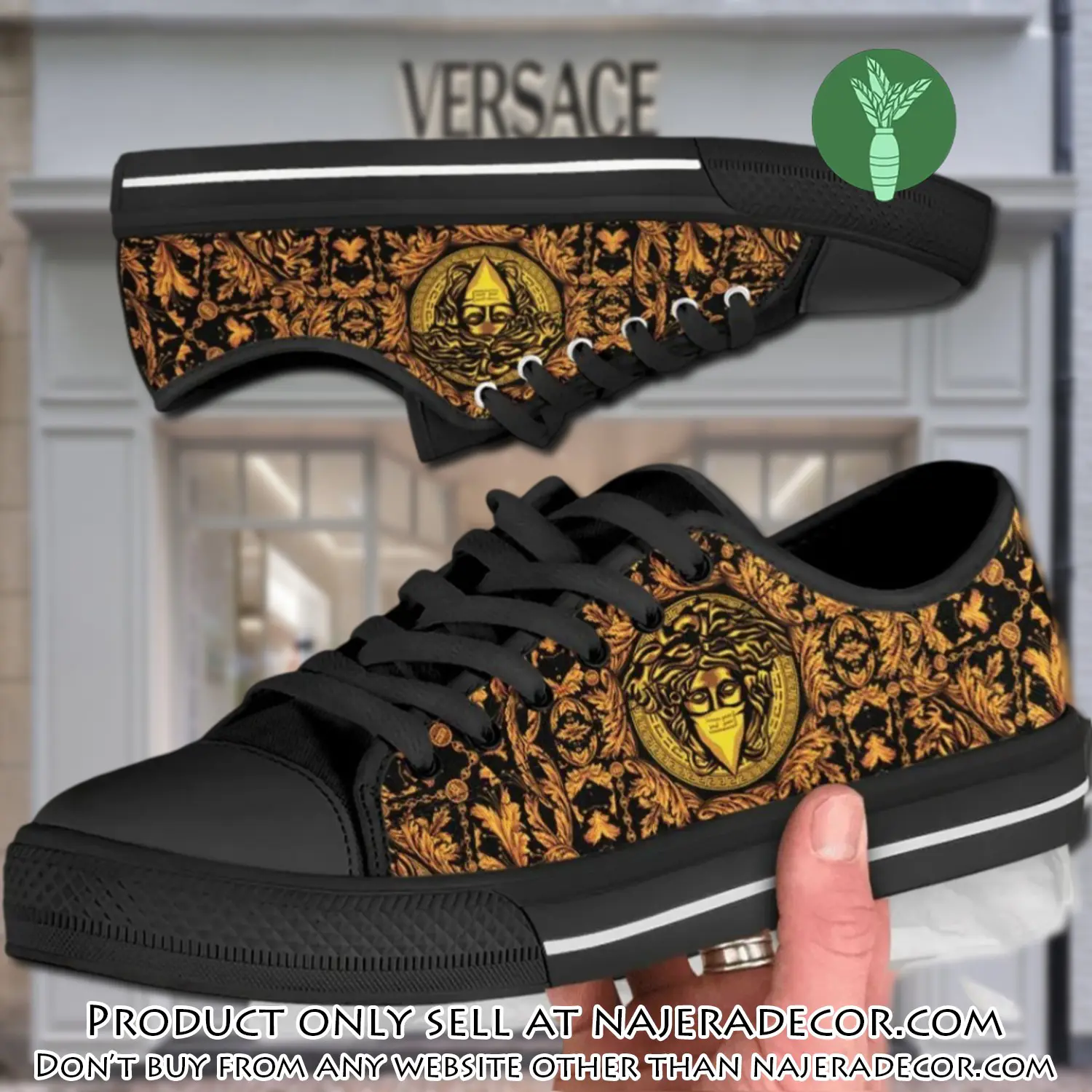 Versace medusa gold low top canvas shoes luxury brand gifts for men women njr2650610